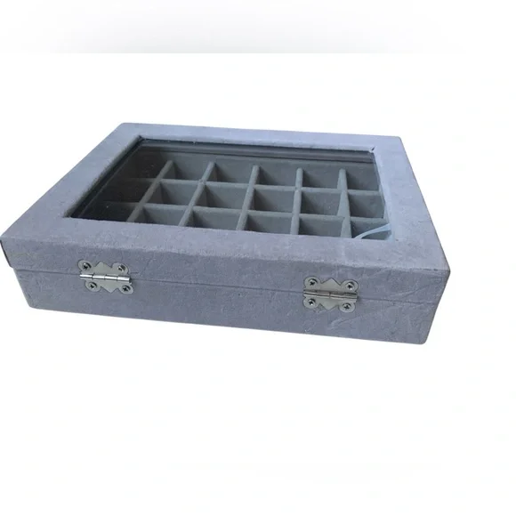 Gray Jewelry Organizer Ring Earring Jewelry Box 24 compartments - Picture 5 of 7